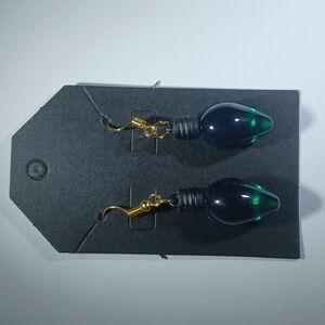 Light Bulb Earrings Green New Handmade